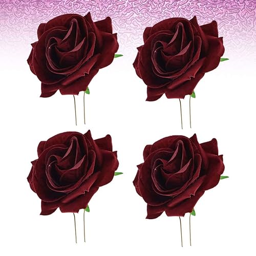 Miniatura 8 de Tendycoco - Broche para el pelo con forma de U, diseño bohemio, para bodas, hawaii, playa, fiestas, 4 unidades, color rojo, talla 1, Burdeos