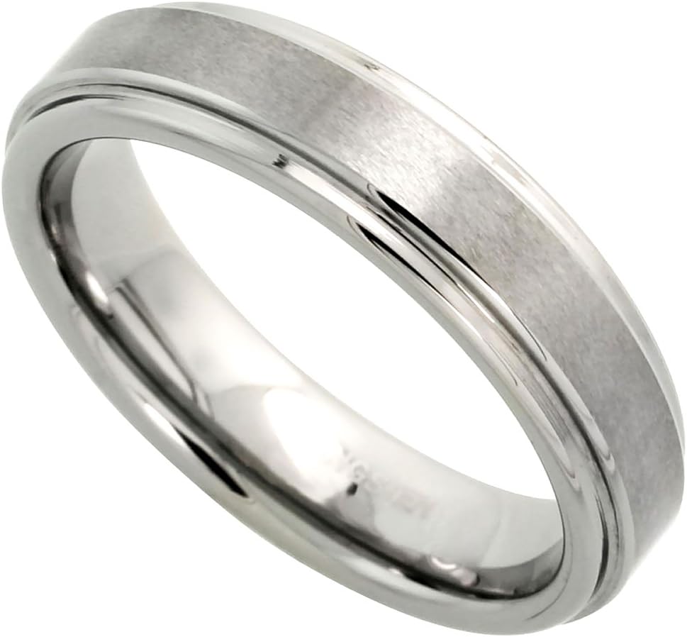Tungsten Carbide 5.5 mm Wedding Band Ring Satin finish Center Recessed Edges sizes 5 to 12