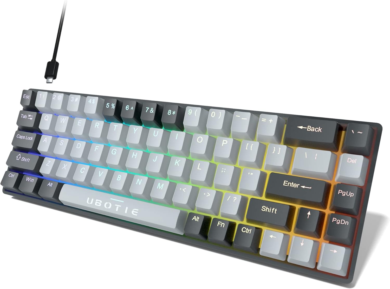 UBOTIE Wired Mechanical Gaming Keyboard, 60 68keys Compact FPS Game