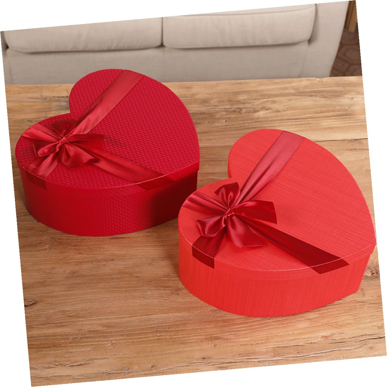 Abaodam Herzförmige Geschenkbox 3 Stück Valentinstag Aufbewahrungsbox Karton Bonbonschachtel Rot mit Schleife Verpackungskarton für Geschenke und Kosmetik