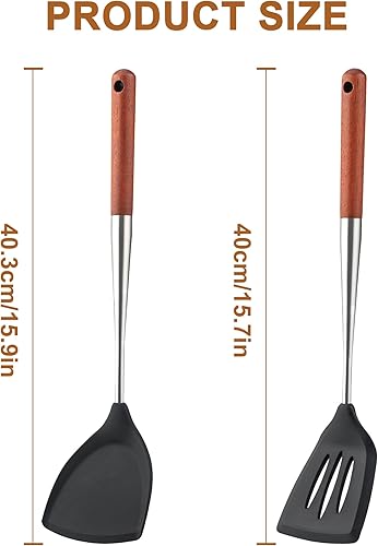 Miniatura 3 de FJNATINH Juego de espátulas de silicona y espátulas ranuradas, sin BPA, antiadherentes, resistentes al calor, utensilios de cocina de cocina con