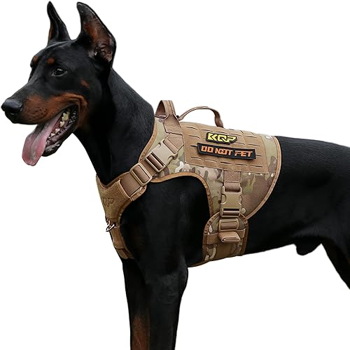Arnés táctico para perro, arnés para perro sin tirones, chaleco militar con clips metálicos ajustables, arnés para perros grandes, medianos y