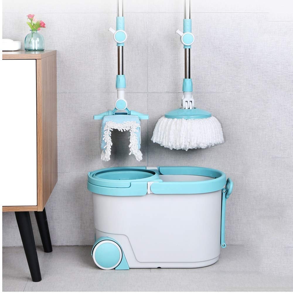 Family Essential Mop Rotante in Microfibra Spin Mop, Sistema di Pulizia del Pavimento con Secchio (A)