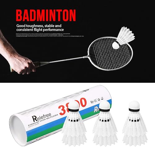 Miniatura 2 de Dioche Paquete de 12 volantes de nailon, volantes de bádminton blancos, bolas de bádminton, deportes de alta velocidad, entrenamiento de bádminton