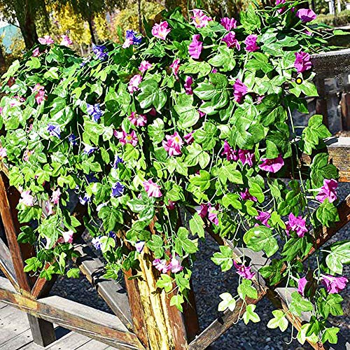 Yimeezuyu Artificial Vines 2Pcs Artificial Morning Glory Trumpet Flower Vine Fake Green Plant Home Garden Wall Fence Outdoor Wedding Hanging Baskets Decor #TOP5