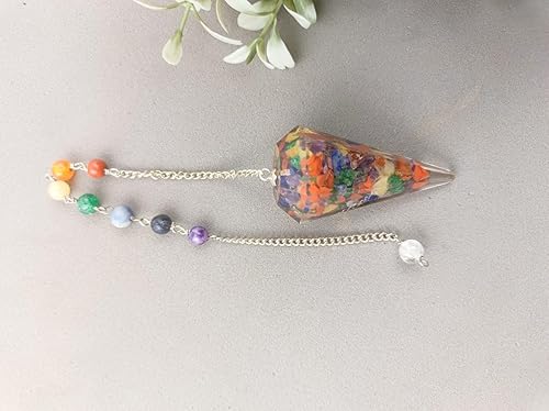 Miniatura 2 de Jet Orgone Pendulum 5 Healing - Folleto gratuito de 2 pulgadas para terapia de Jet International Crystal con cadena de chakras, energía