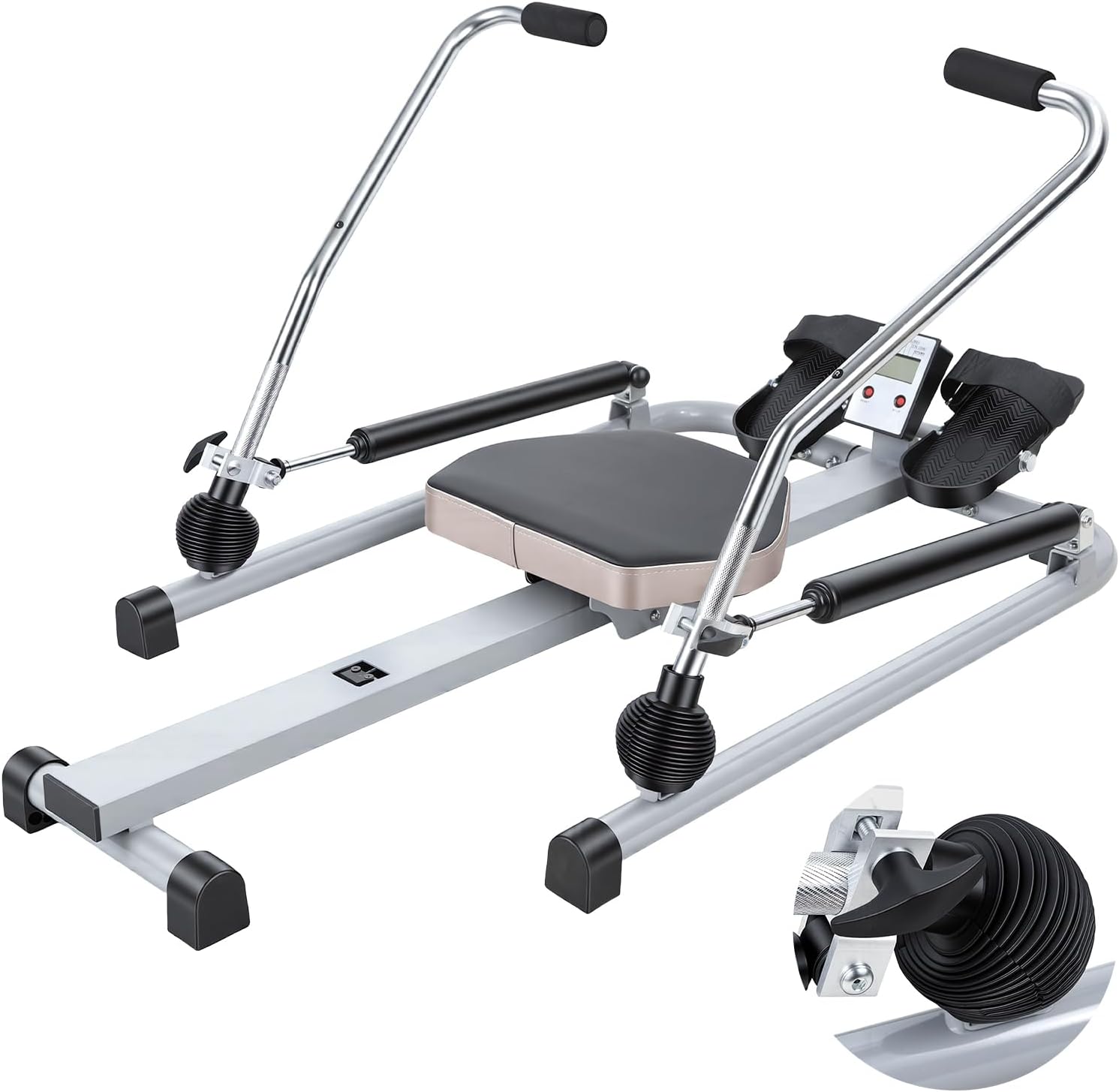 Máquina de remo hidráulica con monitor LCD y asiento acolchonado miniatura 1