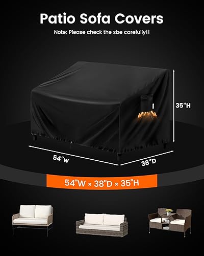 Miniatura 7 de FORSPARK Funda para sofá de patio, impermeable, resistente a los rayos UV, protector para sofá biplaza de 2 asientos, tela Oxford resistente a