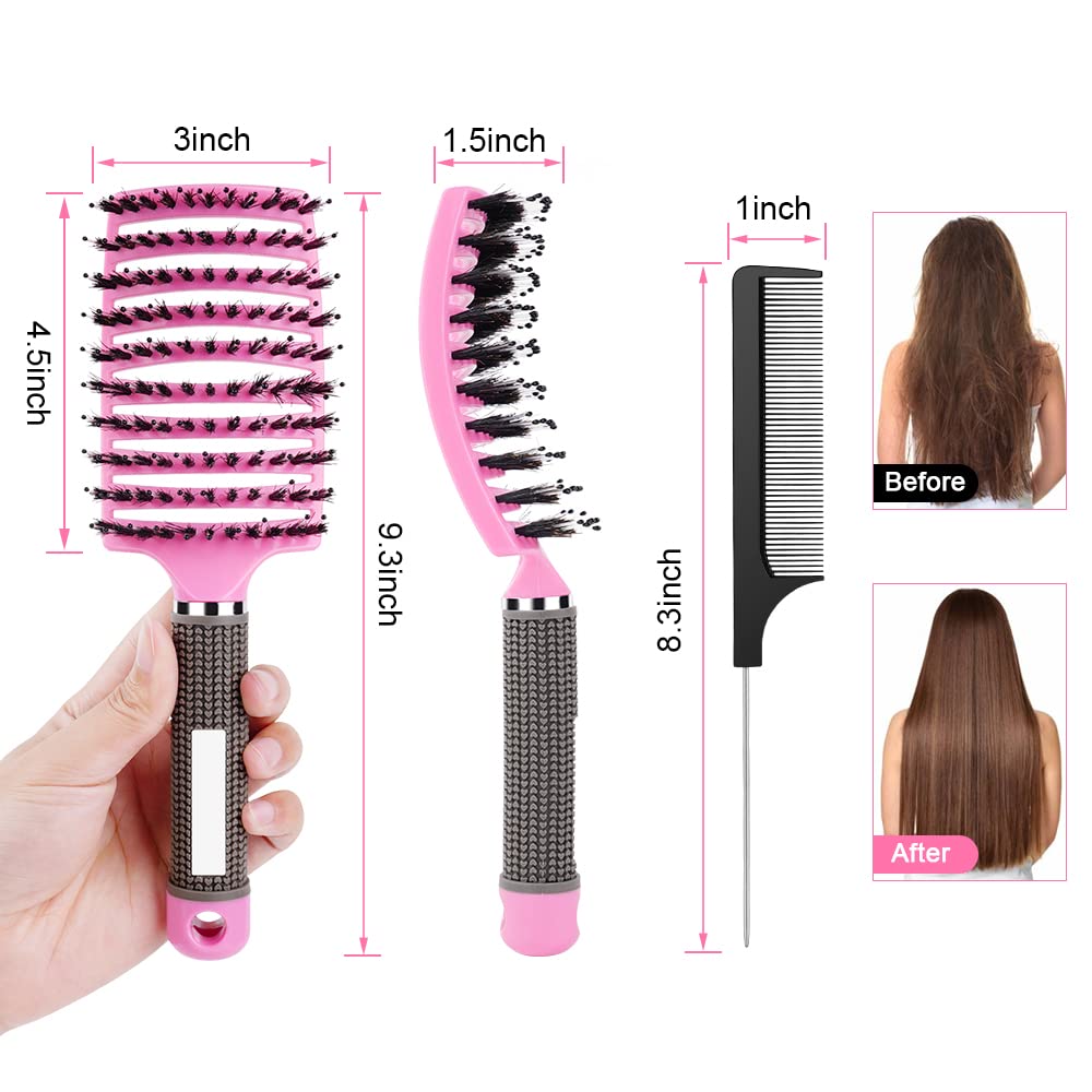 Cepillo Cerdas Jabali 2pcs Peine Pelo Rizado Antitirones Desenredante Secado Rápido