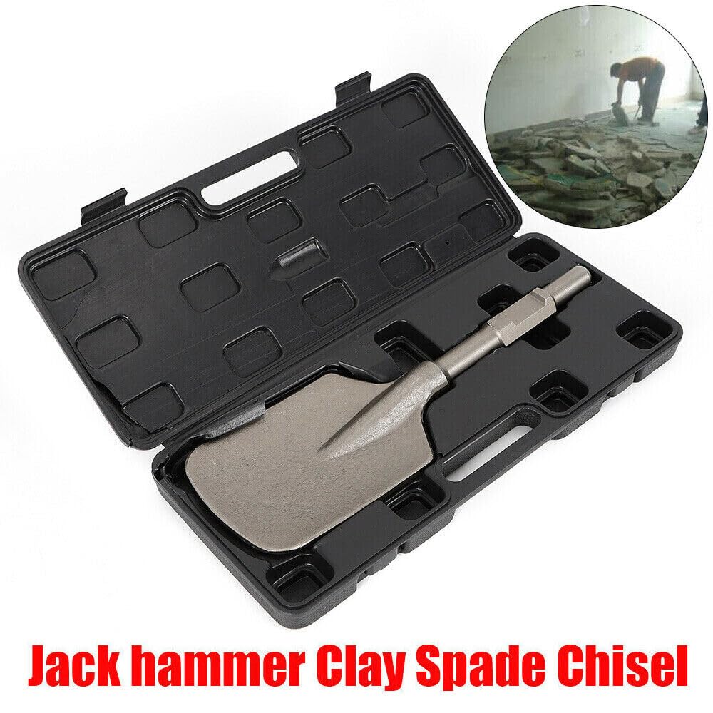 Cincel de pala, martillo de demolición, cincel ancho, pala de arcilla, cincel para martillo de demolición, cincel para asfalto, cincel hexagonal, demolición de hormigón y mampostería, con maletín de
