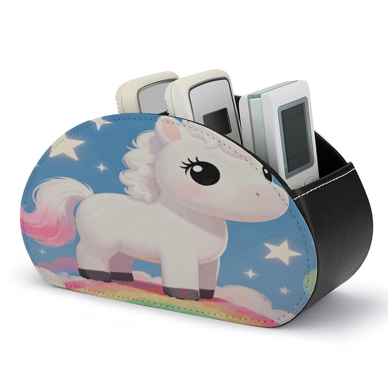 FodPand Horse Remote Control Holders PU Leather Remote Caddy Desktop Organizer with 5 Compartments TV Remote Holder Box Tray for Bedside Table Office Desk Accessories&Gift
