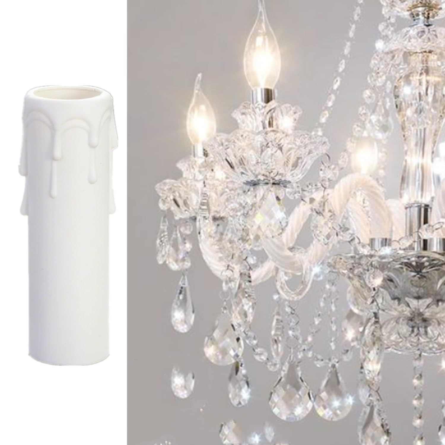 8-Piece White Plastic Candle Socket Covers - 4-Inch Dust Protector Sleeves for European-Style Chandelier Bases & Light Accessories