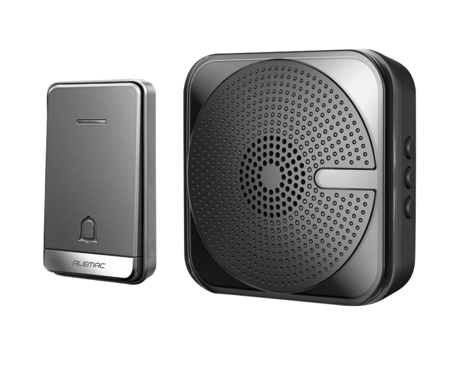 Wireless Doorbell for Home, Waterproof Door Bell, Battery Free Doorbell with 32 Chimes, LED Flash, 150m Operating Plug in Bell for Home with 1 Receiver & 1 Push Button (Black)