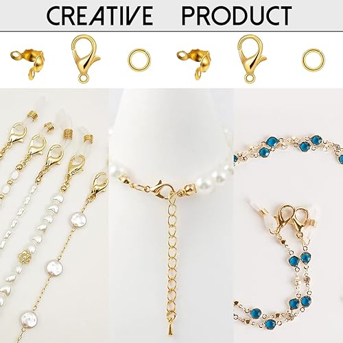 Miniatura 4 de El juego de 1250 accesorios para fabricación de joyas incluye 800 conectores de anillo de salto abierto, 300 puntas de cuentas cubiertas de nudo y