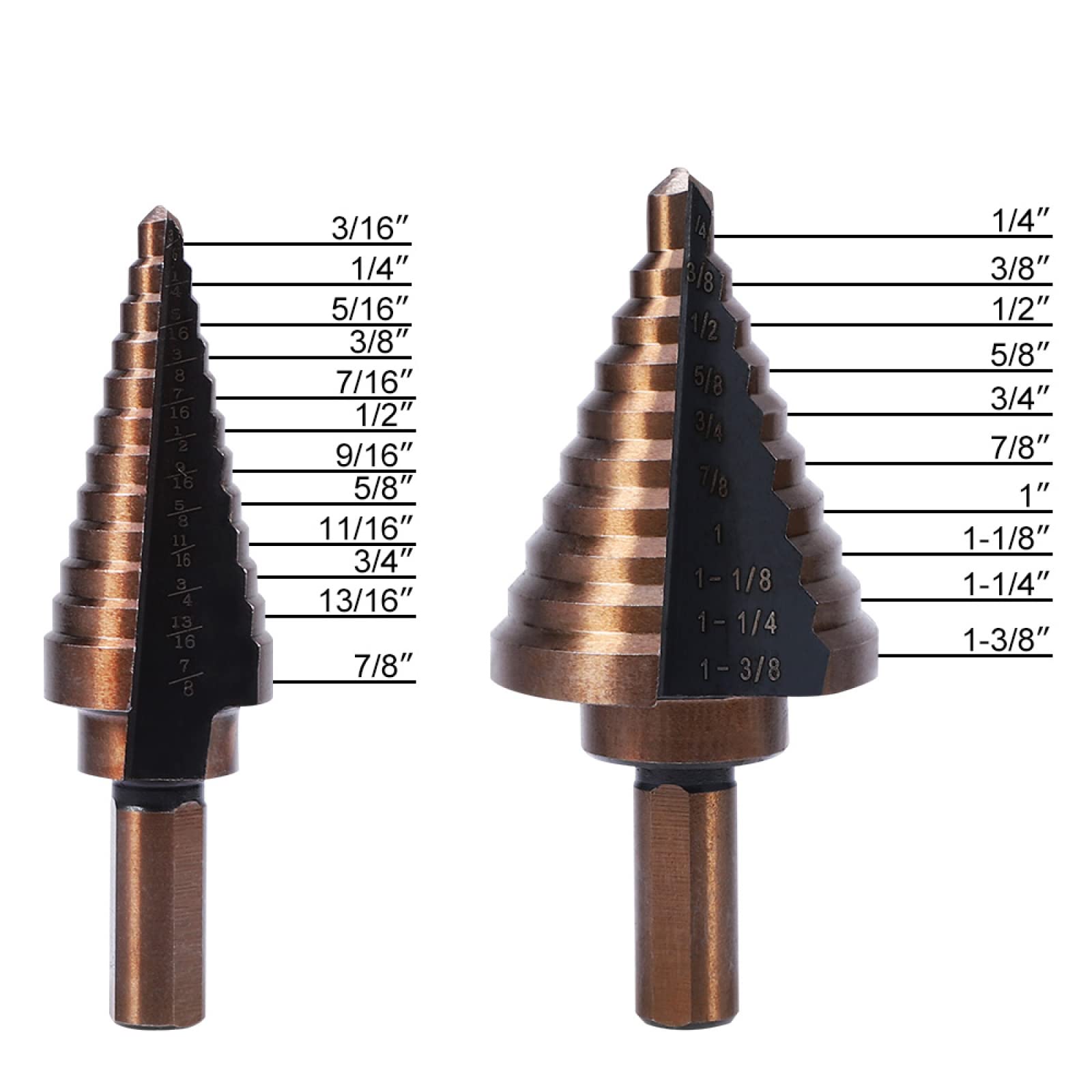 6Pcs Drill HSS High Speed Steel Step Drill Bits for Metal Wood Hole Cutter Core Drill Bit Set Triangle Shank Hole Metal Drills