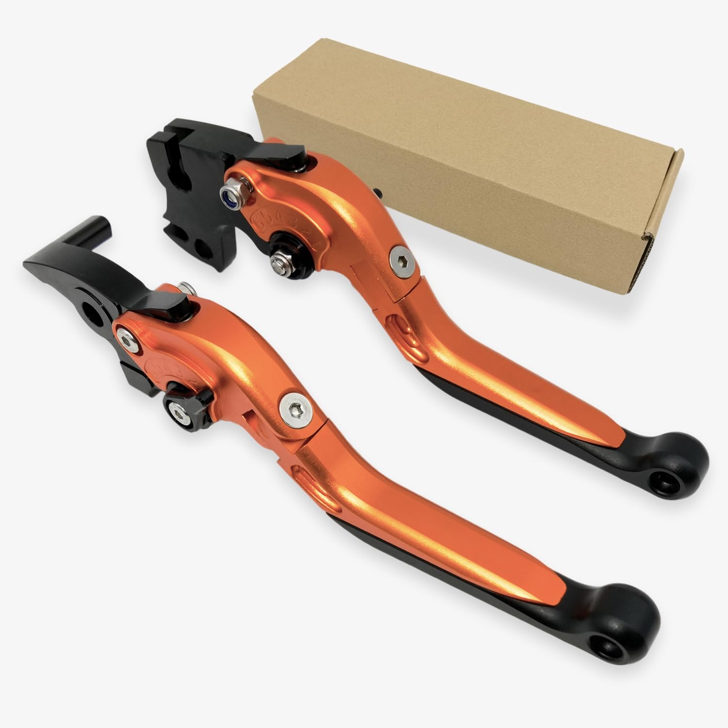 Generic Compatible avec KTM Duke 125 200 250 390 RC125 RC200 RC390 Leviers de frein et d'embrayage CNC en aluminium réglables et extensibles Accessoires (Orange Noir `Noir)