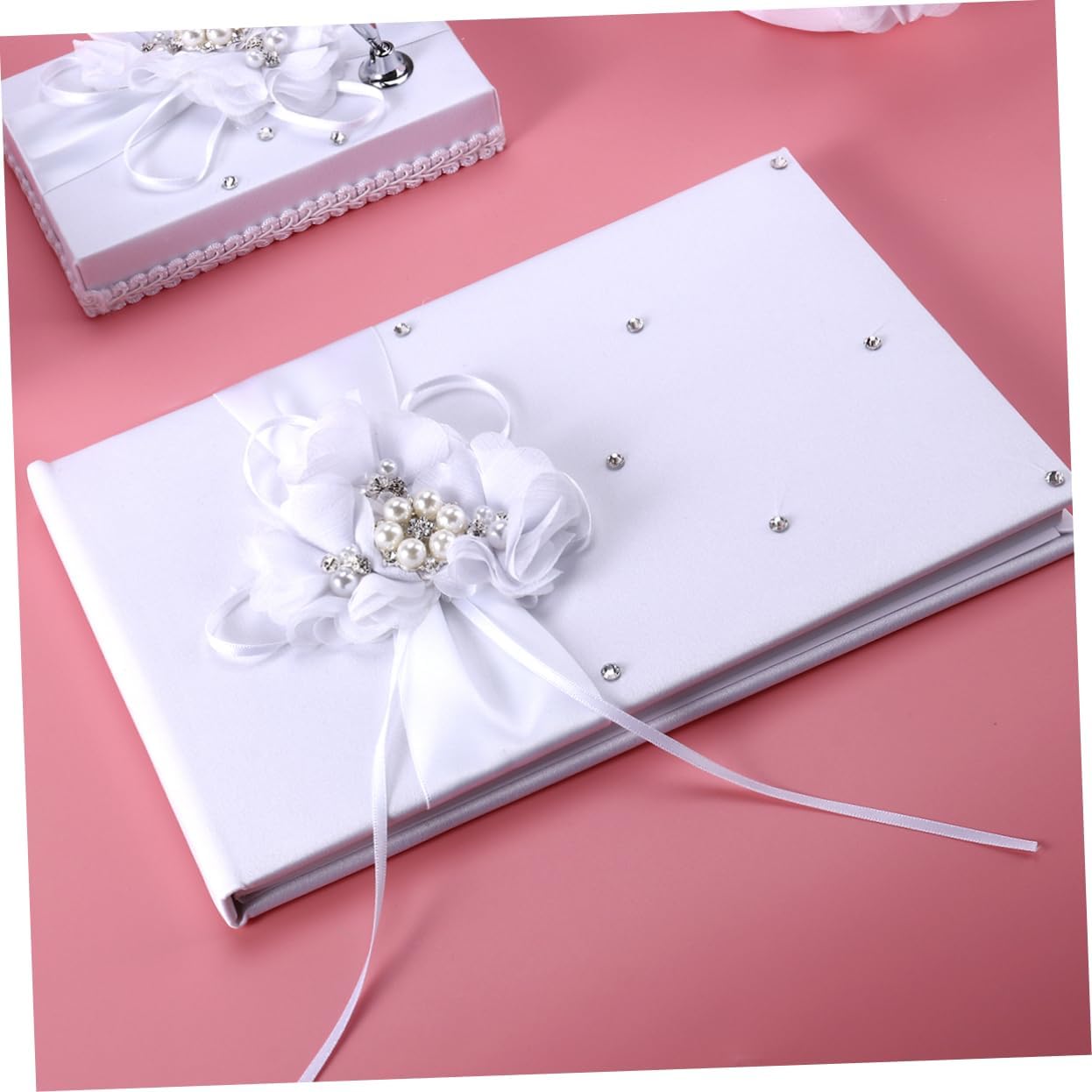 PRETYZOOM Rustic Wedding Ring Pillow and Flower Basket Set Flower Girl Basket Notebook Pen Holder Perfect Bride Kit