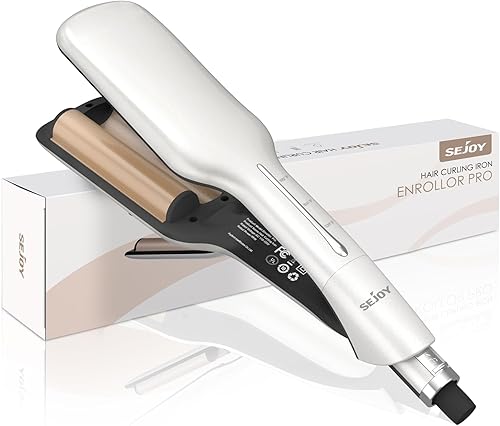 Sejoy Rizador de pelo de 1.102 in, rizador de cabello de 2 barriles, ondas de playa, calentamiento rápido y 3 ajustes de temperatura, apagado