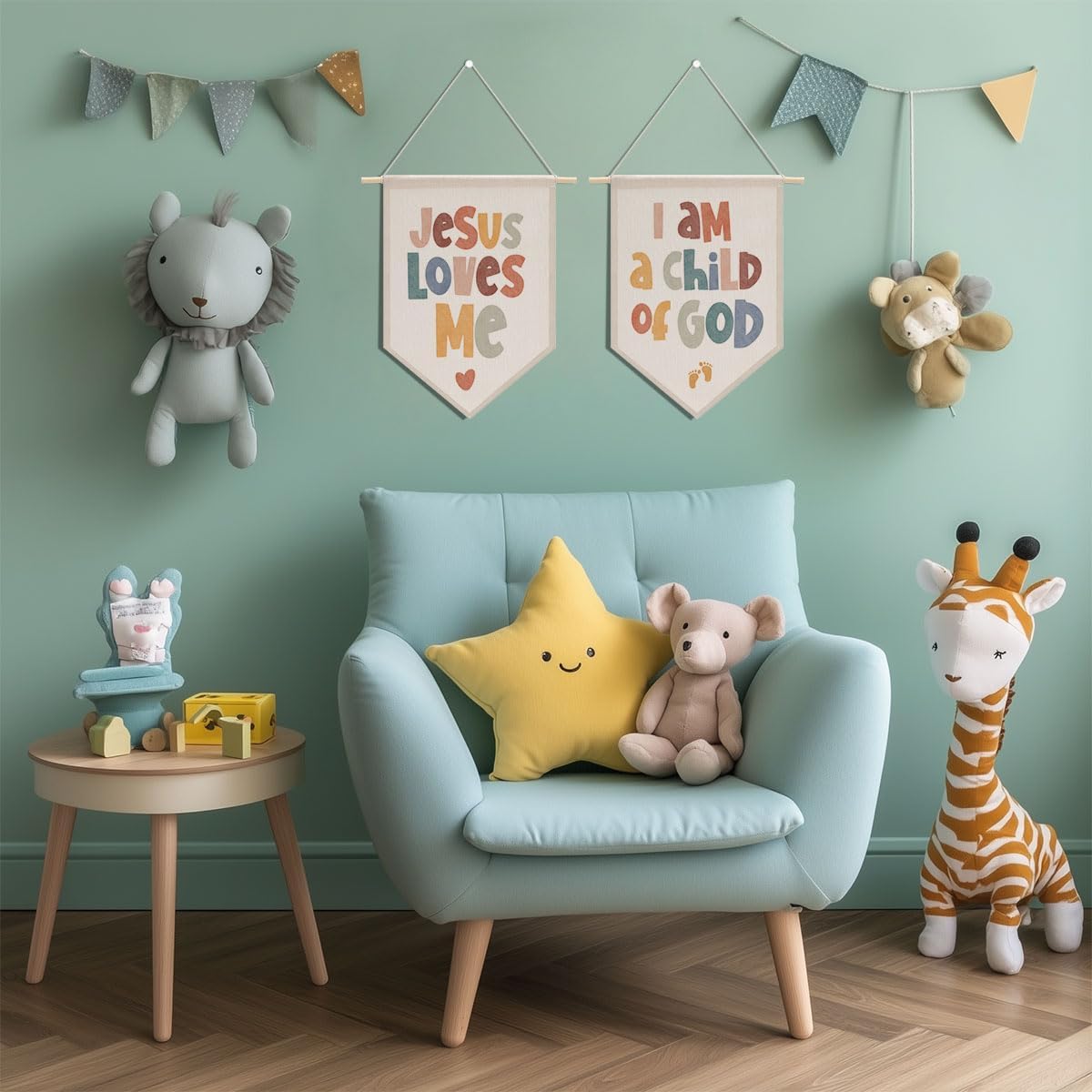 2 Pcs Inspirational Bible Verse Boho Toddler Baby Room Nursery Wall Decor