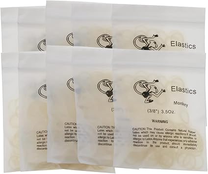 10Packs/1000Pcs Dental Orthodontic Elastics Latex Rubber Bands 10Bags-Monkey-3/8-3.5OZ
