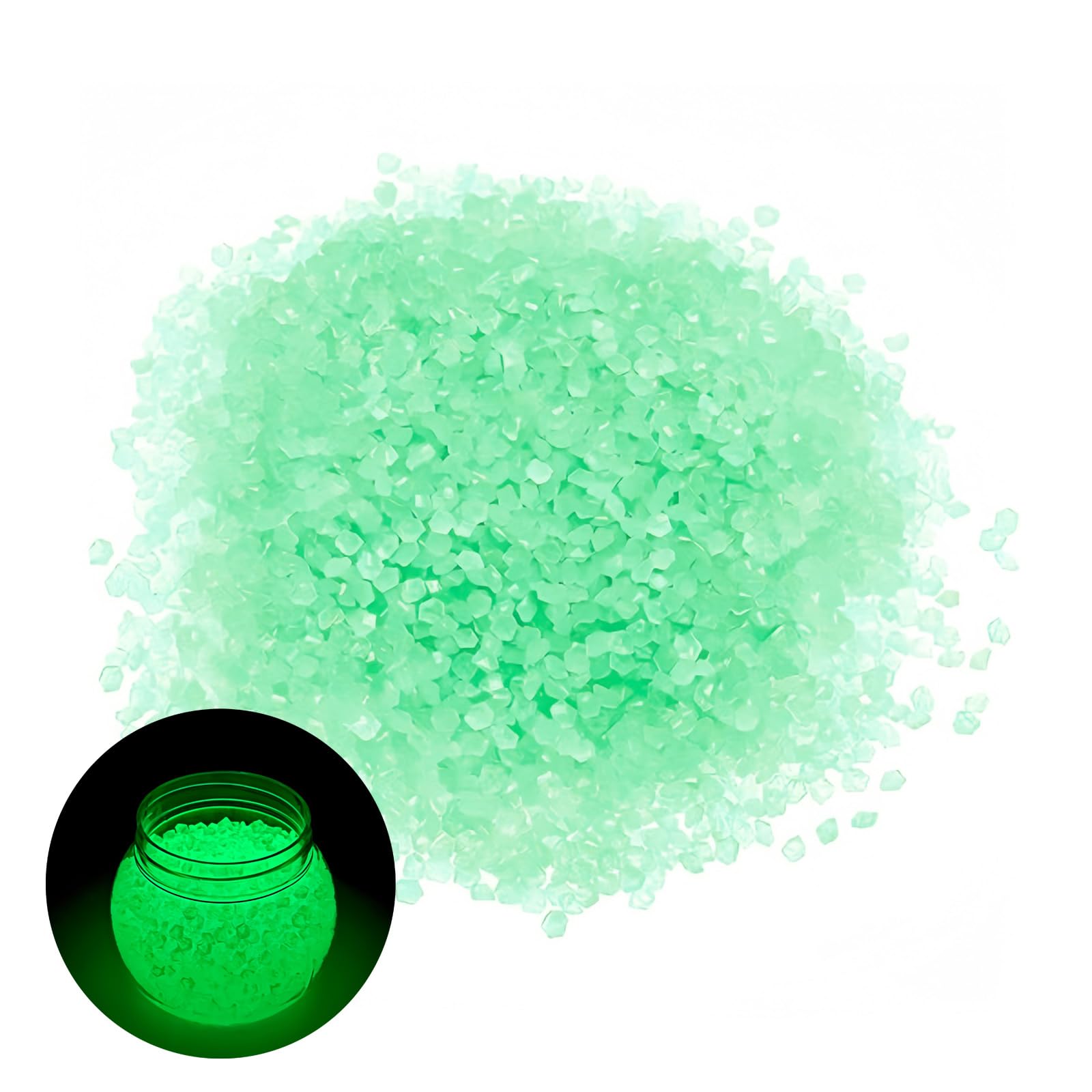 10000 pietre luminose colorate – Piccola sabbia fluorescente e ciottoli luminosi per giardino, decorazione acquario, mini laghetto (turchese)