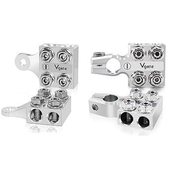 Vgate 8Way Battery Terminal Block & Connector for Lithium or Lead Acid Battery M8 & 5/16-18 & SAE/DIN/EN Tapered Top Post