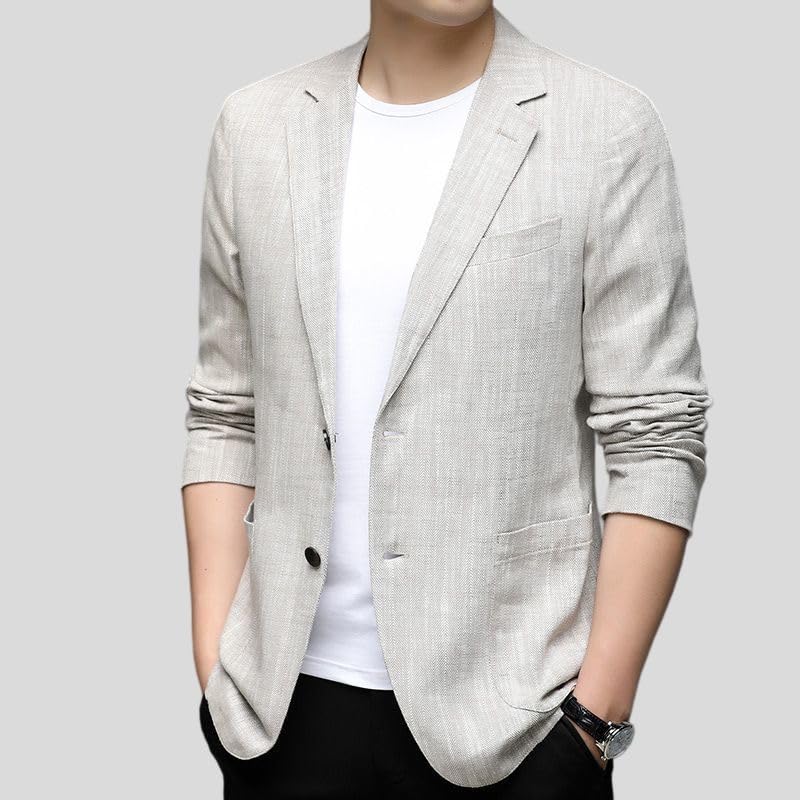 Blazer en lin homme coupe ajustée veste légère à boutons - 3