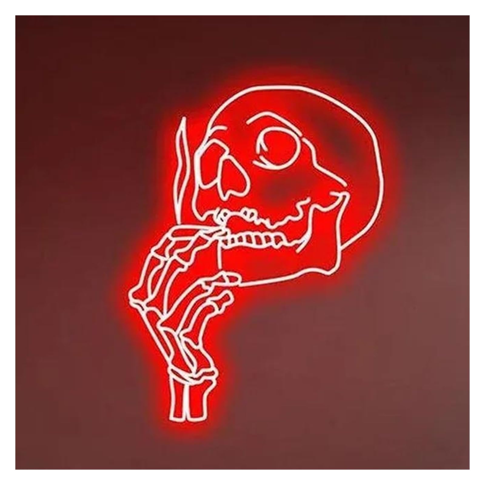 Lemst Red Signs Lamp Skull Head Neon Sign Light Usb Powe For Gaming Room Bar Bedroom Man Cave Party Personalized Aesthetic Wall Art Decor 50Cm(Red)