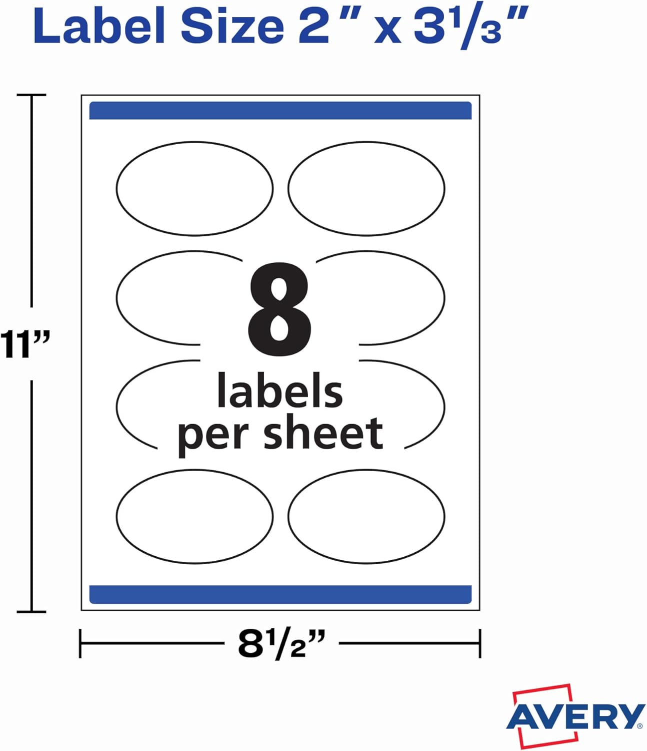 Avery® Printable Blank Labels, 22570, Oval, 2" x 3-1/3", White, Pack Of 200