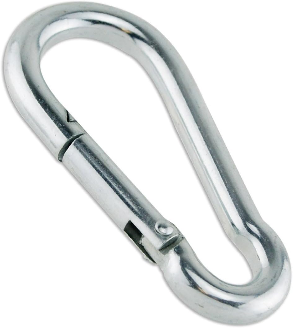 Practice Sports 5/16" Zinc-Plated Steel Carabiner Snap Hook - (2, 5, 10, 20, 35, 100 Packs)