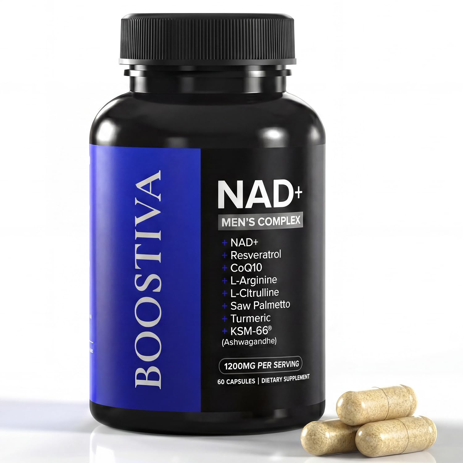 Liposomal NAD+ Supplement for Men – NAD Resveratrol Supplement with CoQ10, L-Carnitine, Ashwagandha, Maca & Zinc, Supports Energy, Focus, Stamina & Daily Men’s Vitality - 60 Capsules