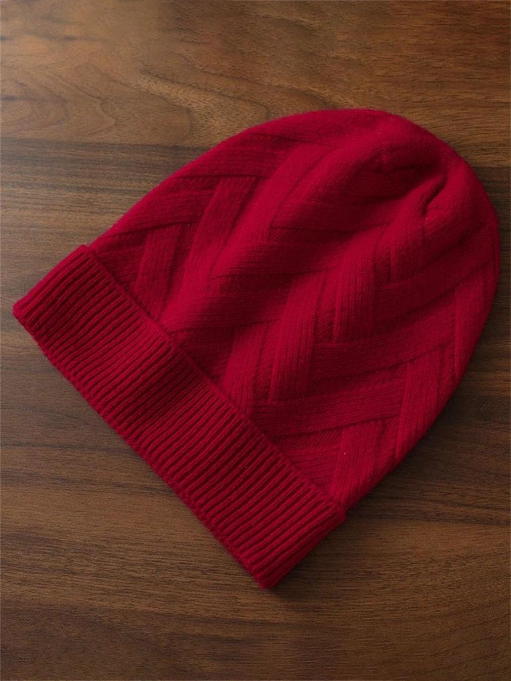 Merino Wool Beanie Men Women Textured Knitted Hats Running Skiing Warm Caps Unisex