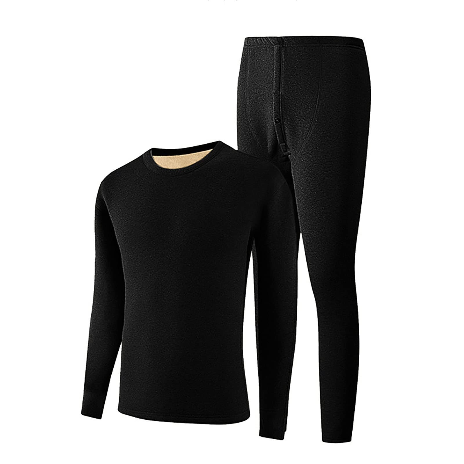 Warme Unterwäsche Fleece Männer, Winter verdickt und gepolstert Slim Fit Bottoming Inner Wear Anti-Kälte Tops und Hosen Set, für Skifahren, Outdoor-Sport atmungsaktiv Thermal Base Layer