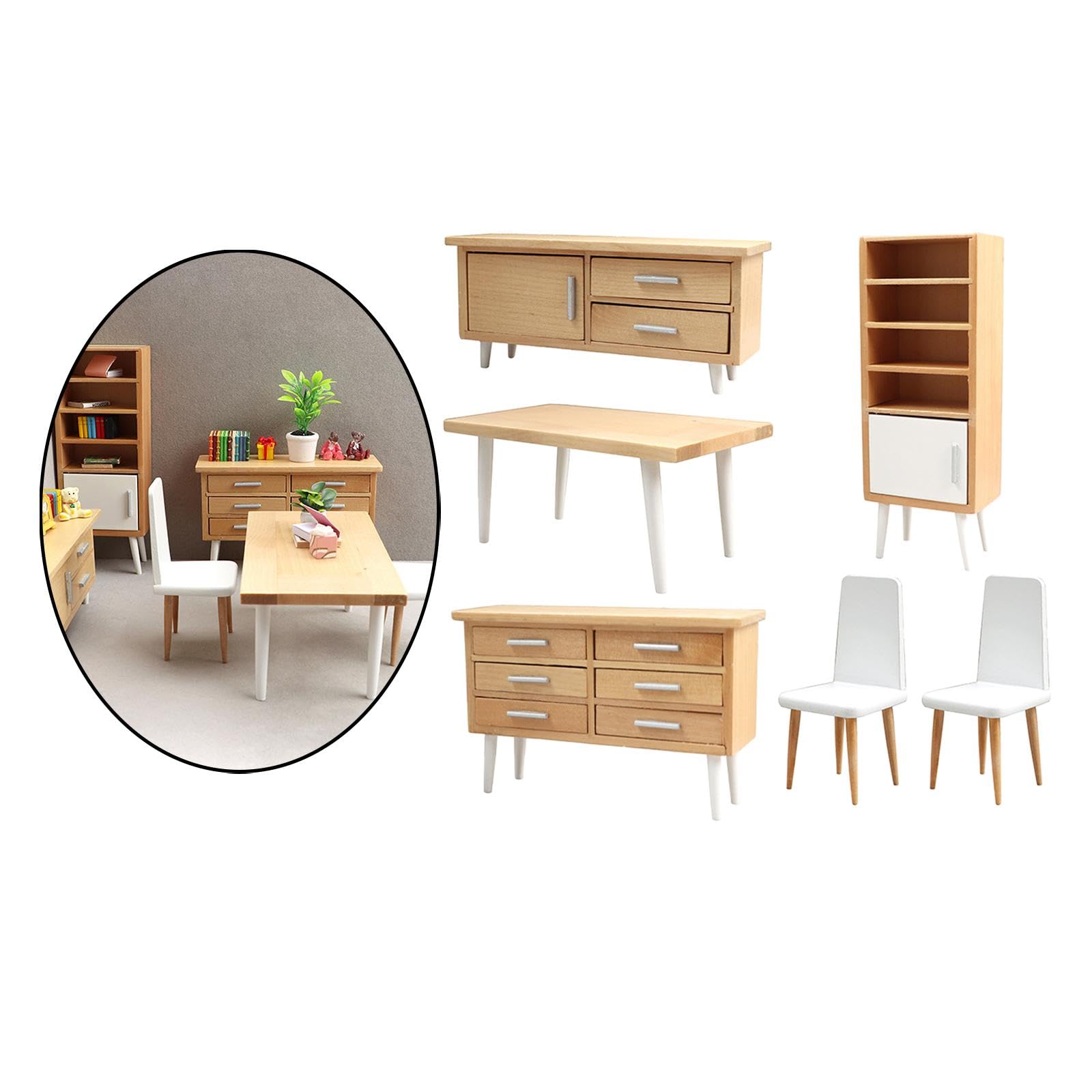 Mobili per casa delle bambole, 6 pezzi, mobili per sala da pranzo, micro paesaggio, tipo 4