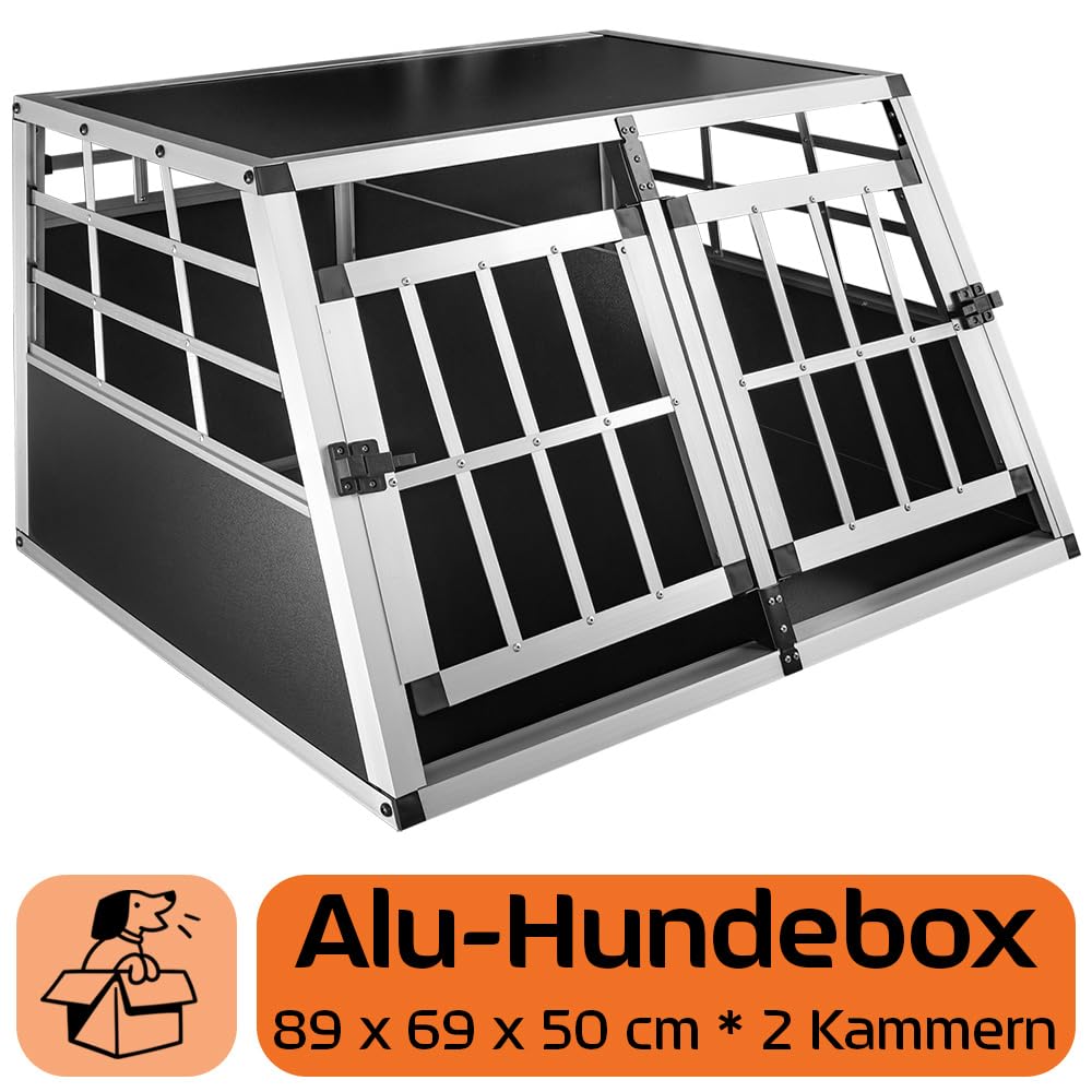Petigi Hundebox Hundetransportbox Auto Alu Hunde Transportbox Aluminium Kofferraum Transport Box für Hund Dog Autobox 89 x 69 x 50 cm Haustier Käfig