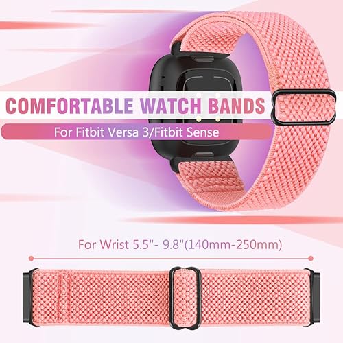Vista 16 de Paquete de 3 correas elásticas de nailon compatibles con Fitbit Versa 4/Versa 3/Sense 2/Sense, suave, ajustable, transpirable, correas de repuesto