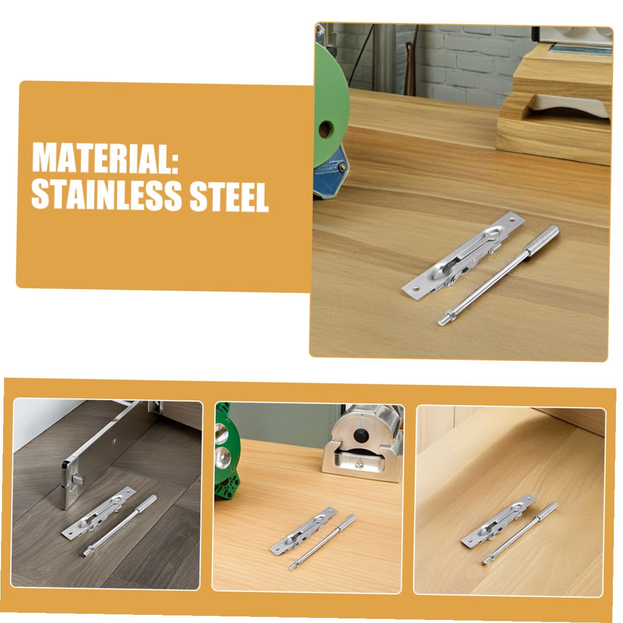 Gatuida Chiavistello Scorrevole per Porte Interne ed Esterne Acciaio Inox 304 Leva di Chiusura Antifurto per Case Negozi e Ferramenta per Porte d'Ingresso Argento
