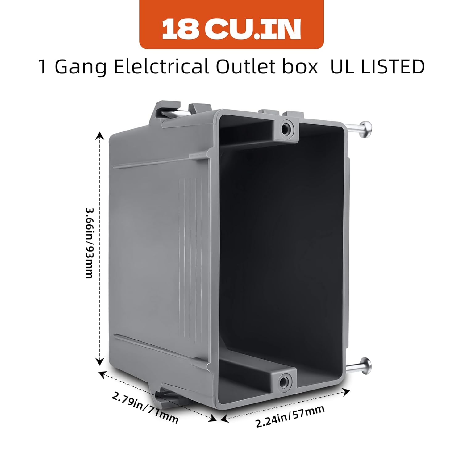 New Work Electrical Outlet Box,Junction Box 1 Gang,Switch/Outlet Box for Residential Commercial, UL Certified