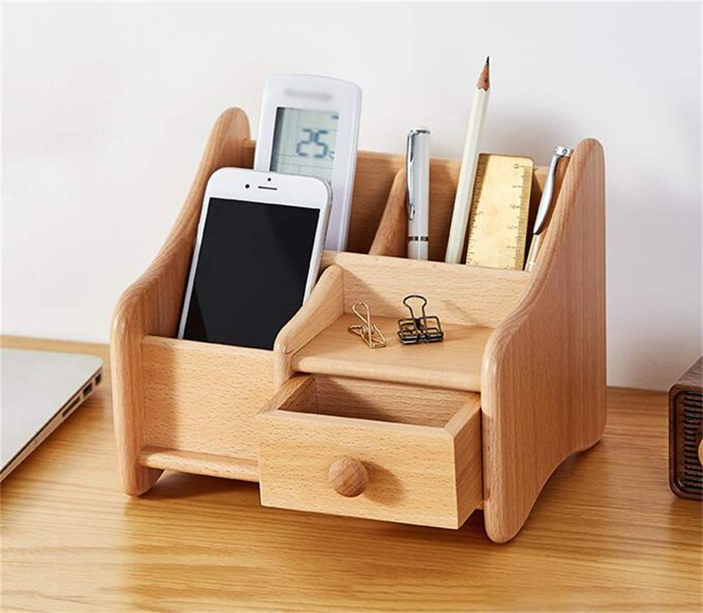 Stiftehalter Bambus, 4 Fächer, Natürliche Optik, Stiftebox, Schreibtisch Organizer Für Büro-Utensilien, Natur