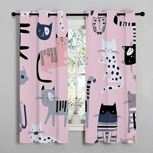 Miniatura 3 de Mainstays Curtains Kittens Pink Grommet Short Privacy Curtain Cortinas para Separar Cuartos 63Inch Width by 80Inch Length,2 Panels