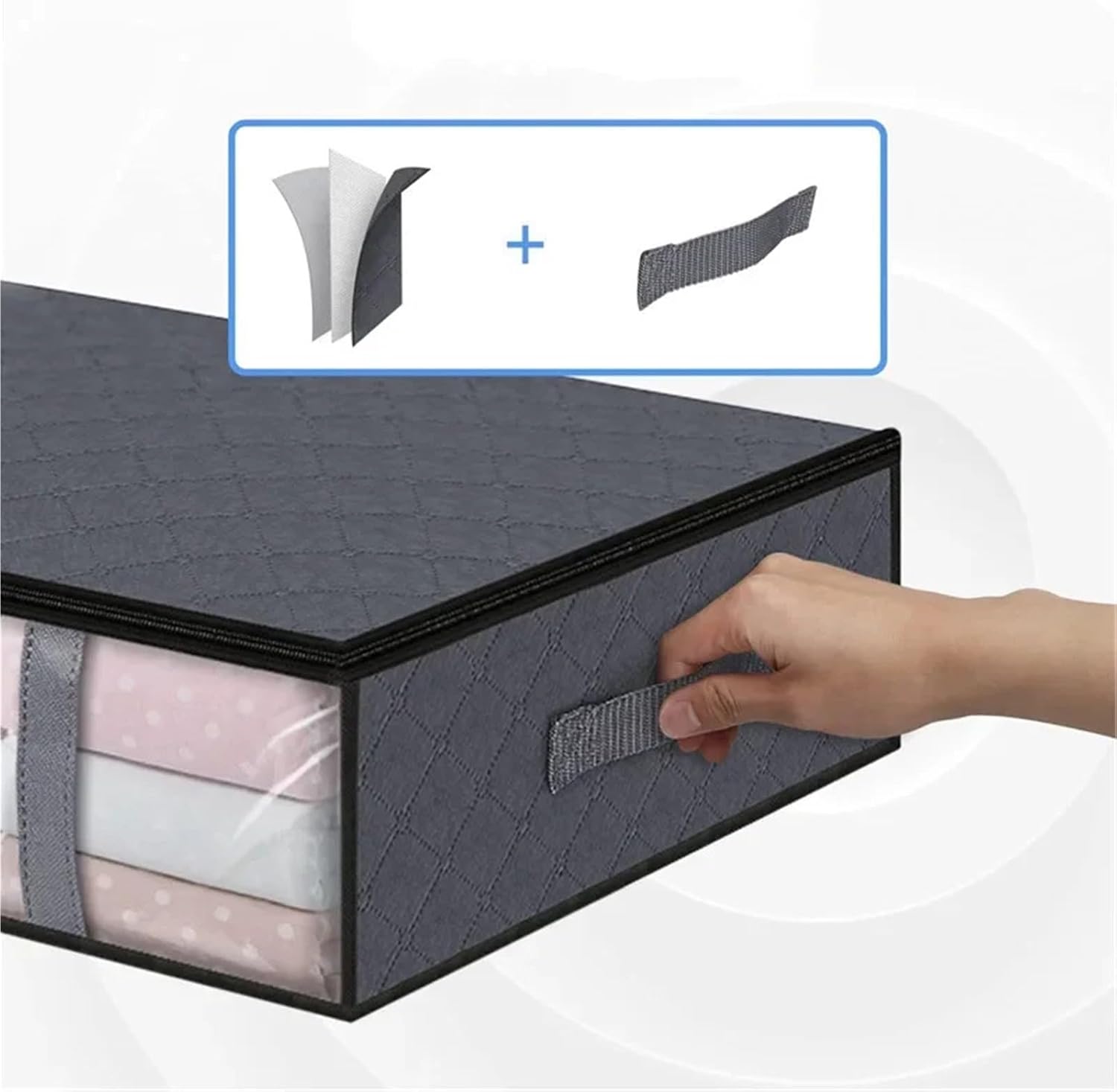 Under Bed Storage Box 2 PCS Clothes Storage Bag Blanket Packing Bag Foldable Nonwoven Storage Bag Underbed Clothes Organizer Storage Bag(Style B)