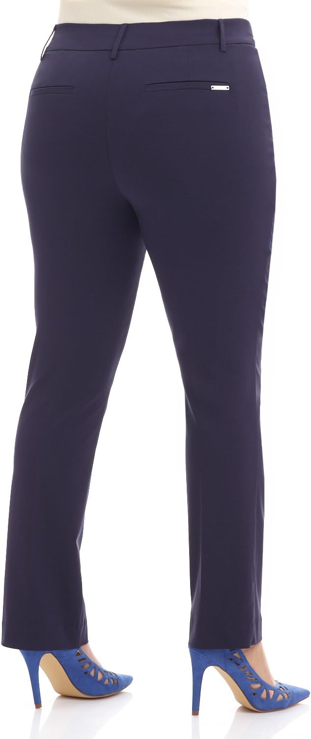 Rekucci Curvy Woman Ease into Comfort Plus Size Straight Pant w/Tummy Control