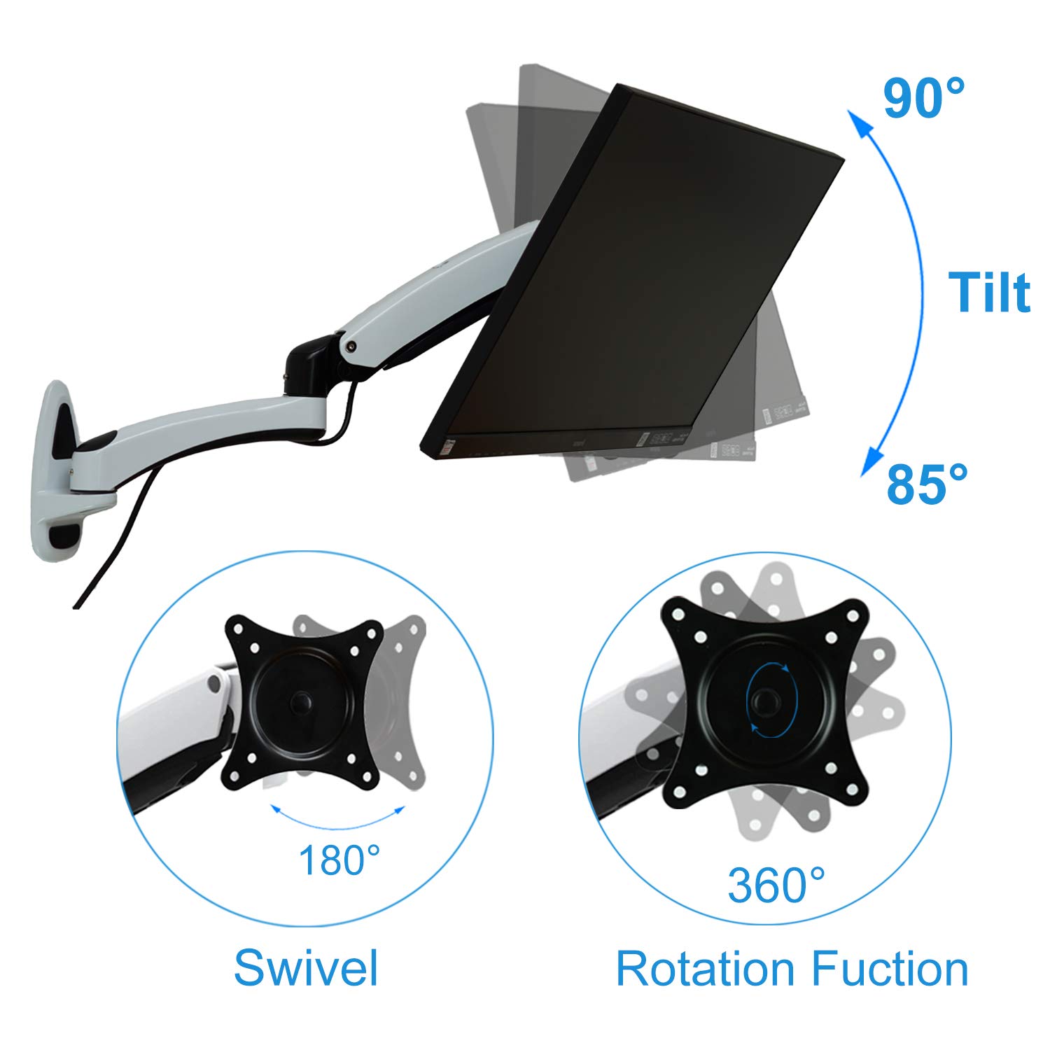 HFTEK® HF18DW Supporto da parete Supporto da scrivania per Monitor Staffa da Parete per TV