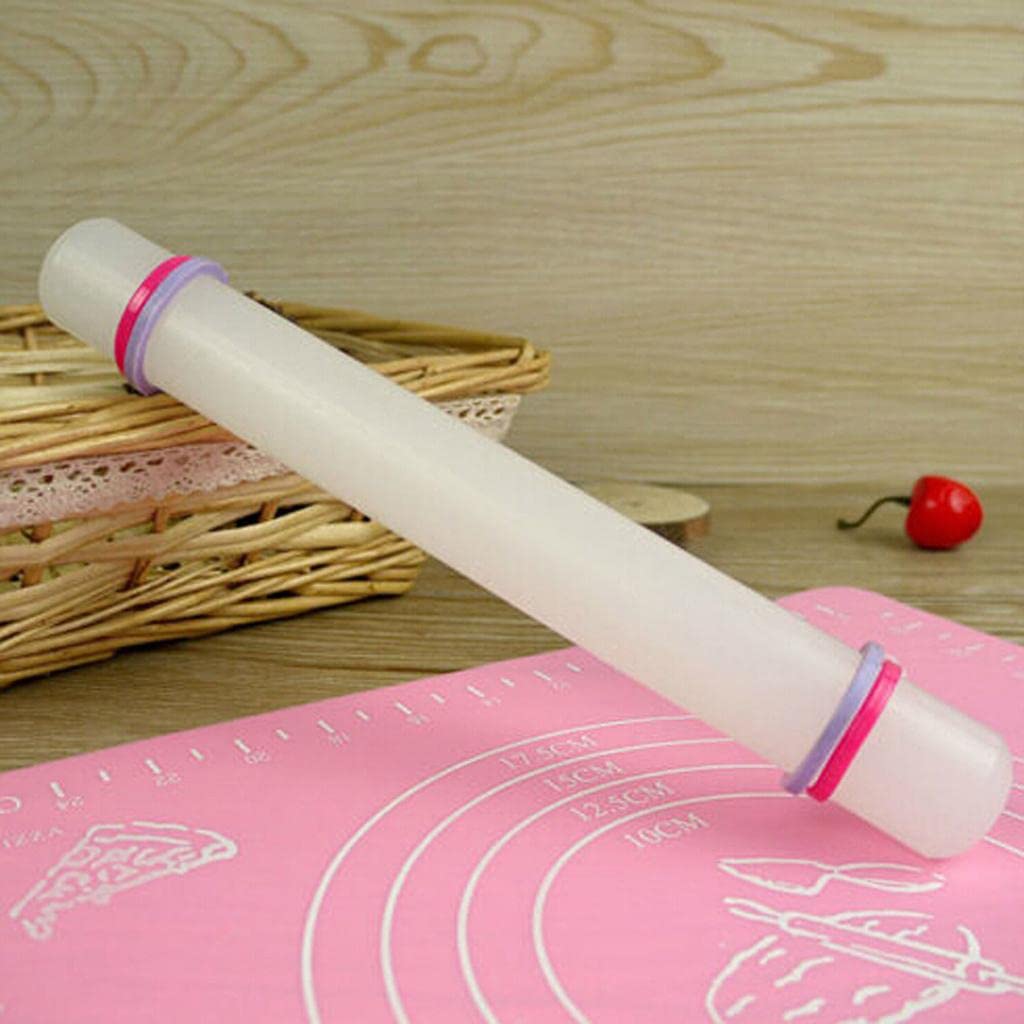 Juego de 5 rodillos antiadherentes para decoración de fondant, pasteles, masa de 33 cm, color blanco