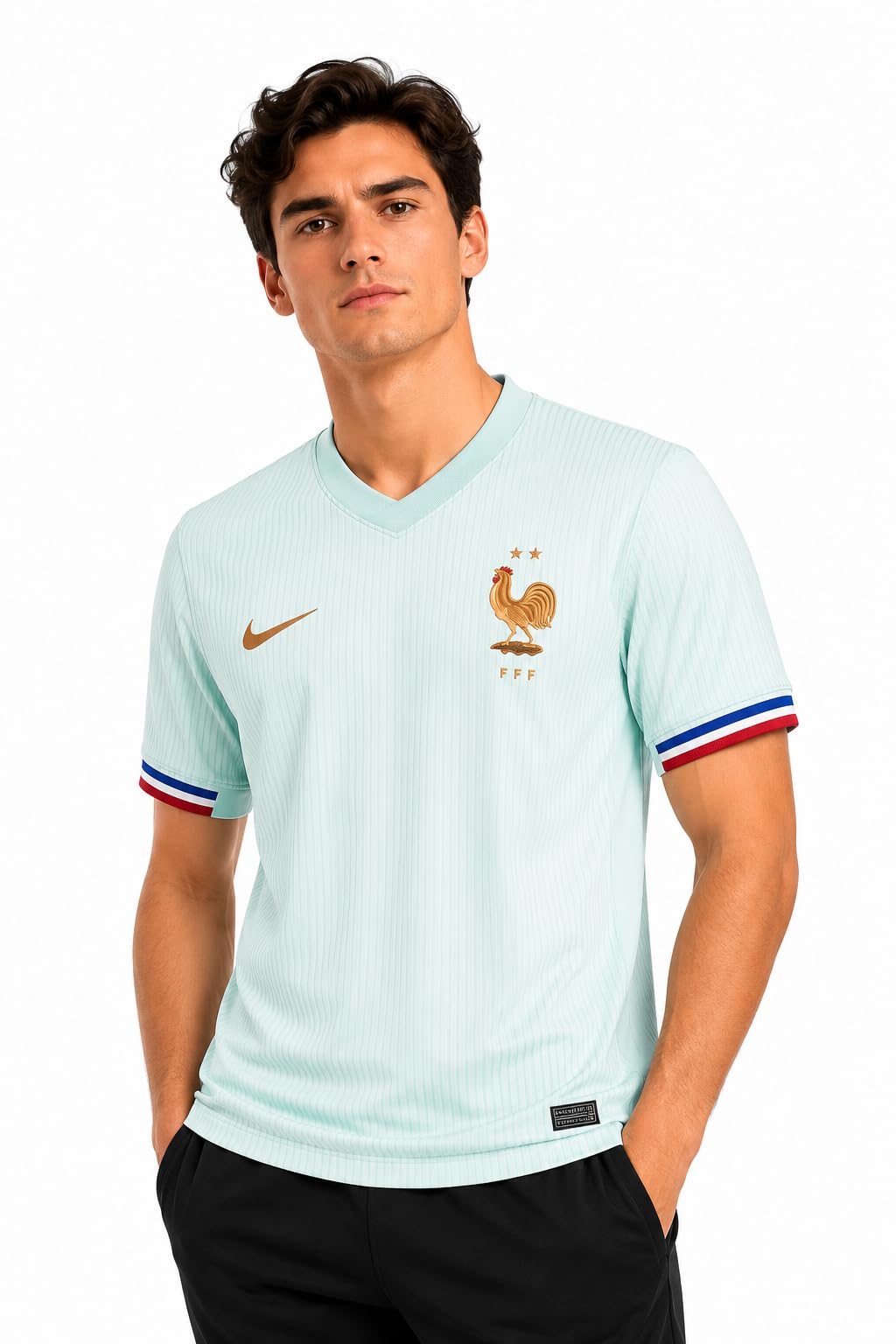 France FFF Away Men's Football Jersey Mint Green | Moisture-Wicking Fabric, V-Neck Design, Contrast Sleeve Detail, Lightweight Polyester, Regular Fit-image-44
