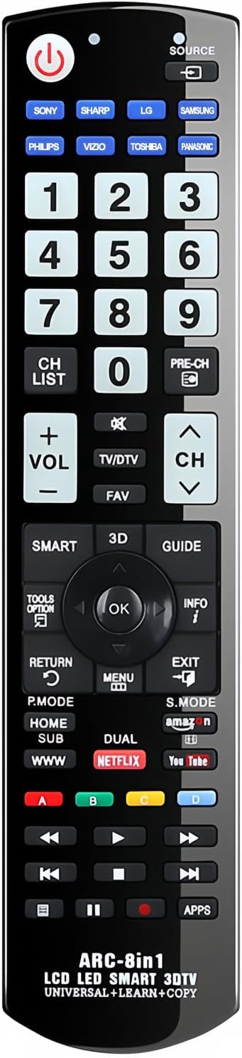 RIVIERA Universal Big Button TV Remote Control for Samsung Vizio LG Sony Sharp Panasonic Toshiba Philips with Luminous Button & Learning Function Better for Seniors