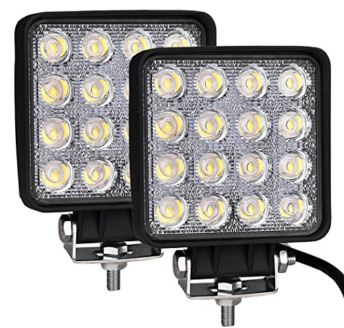 POOPEE ledワークライト 24V 12V 作業灯 48W 広角 16連 車用LEDバルブ トラック用品 車外灯 高輝度 防水防塵 2個セット