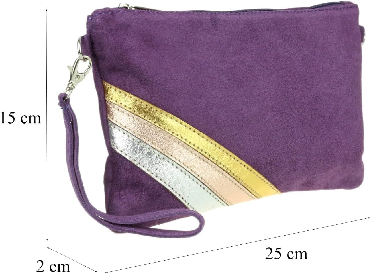 Girly HandBags Womens Striped Italian Genuine Clutch Bag Dark Purple