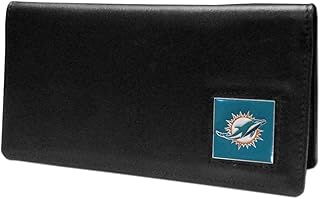 NFL Siskiyou Sports Fan Shop Miami Dolphins Leather Checkbook Cover One Size Bla - Compare price