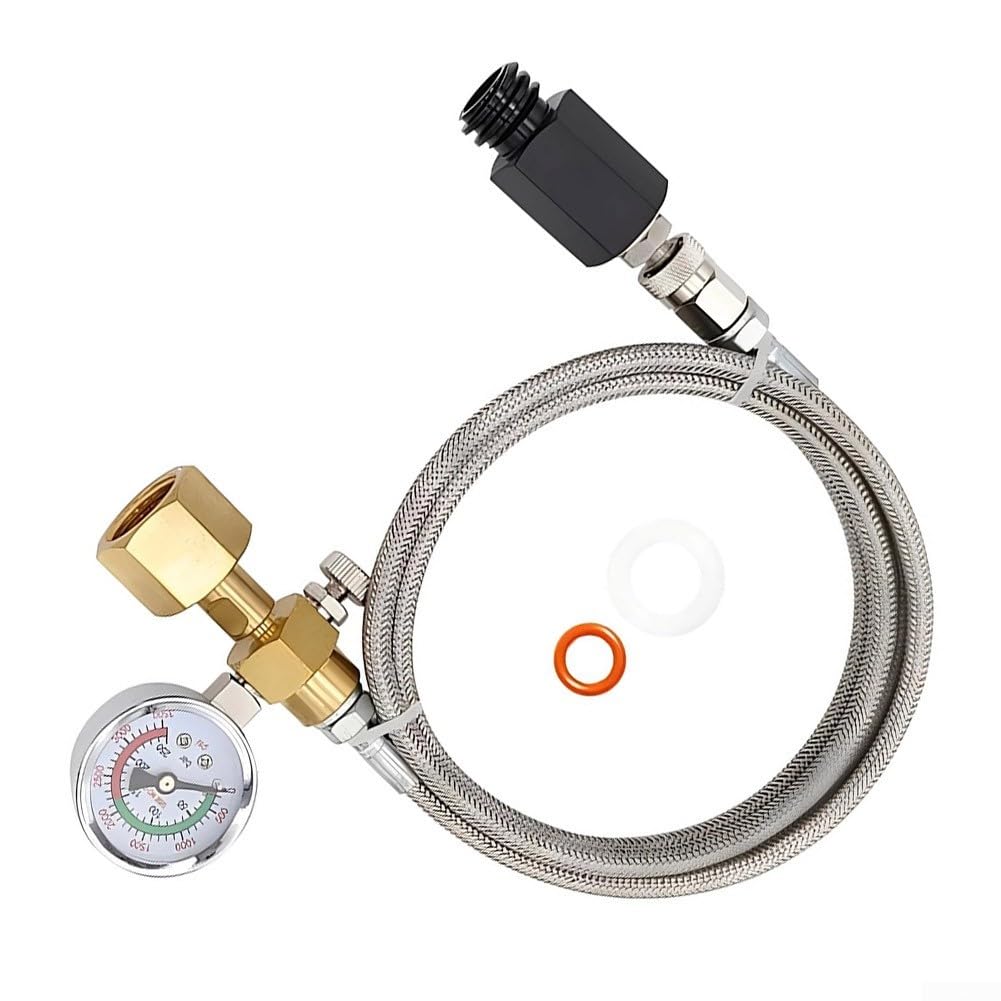 CGA-320 Adattatore per tubo di anidride carbonica per Soda Maker - Kit di ricarica in acciaio inossidabile ad alta pressione 5000 PSI con attacco rapido TR21-4 per serbatoi grandi